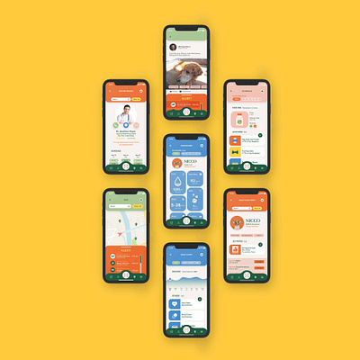 WAGGIN - Mobile App brand identity branding branding concept dog app dog care health app illustration mental health pet app ui ux well being