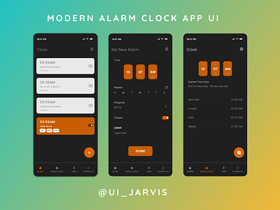 Modern Alarm Clock UI adobe xd alarm alarm app alarm app ui clock alarm clock alarm clock ui alarmui card ui clock clock app clock ui design modern clock ui ui uiux ux xd