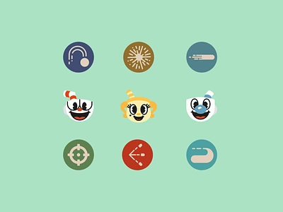 Cuphead DLC icons cup cuphead design dlc game icon icons illustration minimal minimalism minimalist vector video game videogame