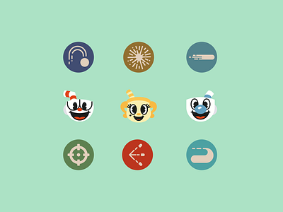 Cuphead DLC icons cup cuphead design dlc game icon icons illustration minimal minimalism minimalist vector video game videogame