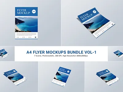 A4 Flyer / Poster / Letterhead / Branding Mock-ups Bundle Vol-1 a4 paper mockup backgrounds blanks booklets brochures businesses cards designs documents empties flyers invoice mockup letterhead mockup mockups papers presentations templates us a4 paper mockup whites