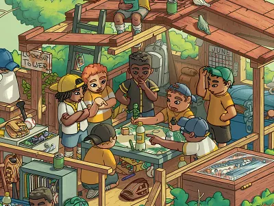 Secret Club House art baseball club house digital art illustration photoshop tree house