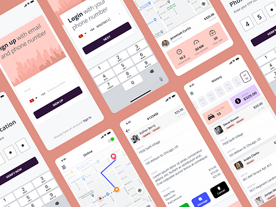 Driver Booking App for Taxi analytics app design booking bookings data driver flat design interaction interface location map ui passenger product design schedule taxi taxi app tracking uiux