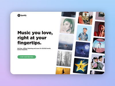 Spotify Landing Page desktop entertainment homepage design landing page music spotify ui ui design ux visual design web design website design