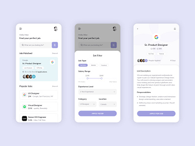 JobBoard job board job board app job board ui mobile app mobile ui webdesign