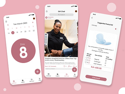 Period Tracking App Project adobe app calendar app calendar ui colors design interface interface design interfacedesign minimal mobile app design mobile ui period tracker social media design ui uiux women