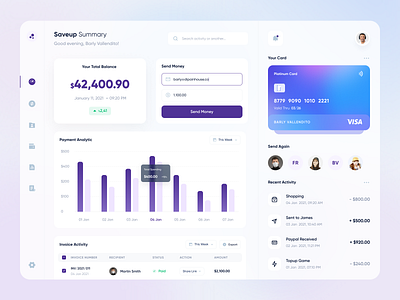 Saveup - Web App app card clean design finance fintech invoice money payment purple saving transaction ui uidesign ux uxdesign wallet web web design website