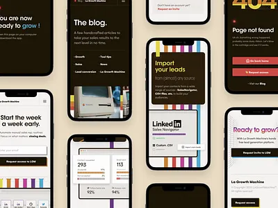 La Growth Machine - Mobile website 80s 90s apple colorful home homepage iphone landing landingpage mobile original playful retro saas sales tool ui vintage web website