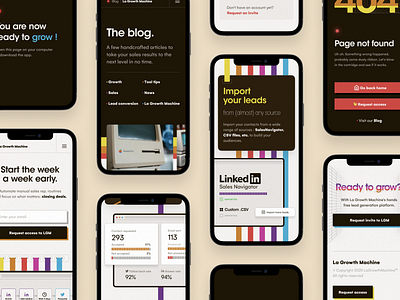 La Growth Machine - Mobile website 80s 90s apple colorful home homepage iphone landing landingpage mobile original playful retro saas sales tool ui vintage web website