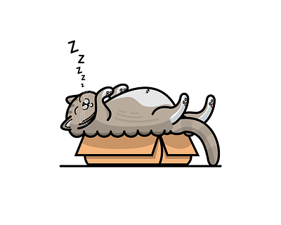 Sleeping boxed chonk 2021 design cardboard box cat cat art cat box cat fat cat illustration cat in a box cat logo cat vector cats cats in boxes chonk design fat cat illustrator vector vector art vector cat