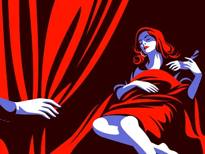 The red curtain design flat design flat illustration illustration love minimal secret sleep vector woman