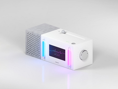 A Modern Jukebox (Stone & Ceramic) 2021 3d c4d ceramic concept display futuristic isometric art jukebox light box lights lightsaber material metal minimal neon object physical speaker stone