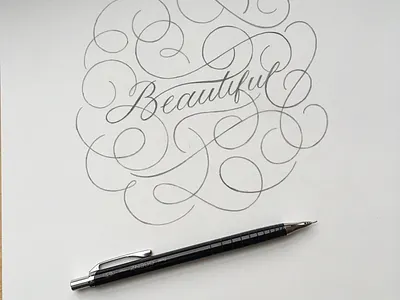 Beautiful flourishes lettering sketch