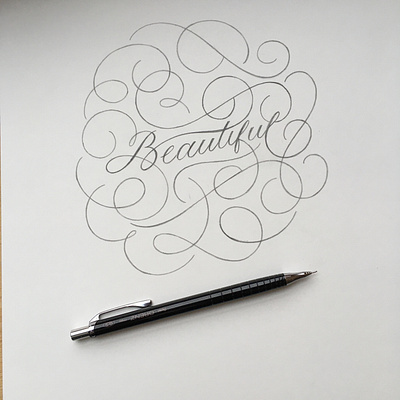 Beautiful flourishes lettering sketch