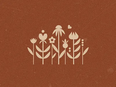 Meadow flat flowers geometric icon illustration leaves logo mark meadow nature plants sign symbol vector