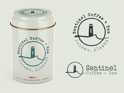 Coffee + Tea Company Logo alaska branding coffee graphic design lighthouse logo organic rebrand tea
