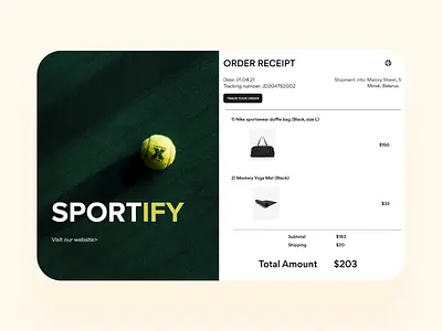 Email Receipt #DailyUI adobexd app design designer flat minimal ui uidesign uiux ux