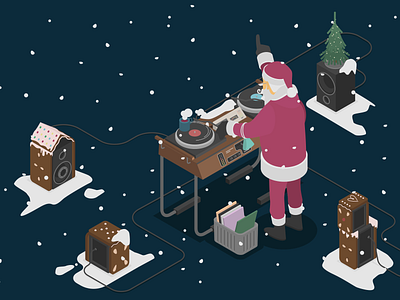 Christmas Card: The deepblue Sound of Christmas animation apple music deepblue design festive flat germany hamburg holidays illustration kreativeshaus music presents santa santaclaus sound spotify vector xmas xmas card