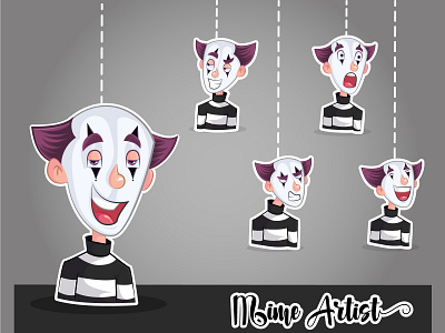 Mime Artist Emoji Set artist cartoon cute design dribbble emoji emojiexperts illustration mime set stickers