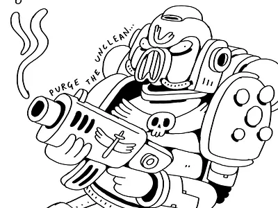 Brother Drusius of the Iron Hands drawing illustration space marine warhammer warhammer40k