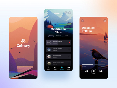 Calmvy 🧘🏻‍♀️ adobe xd daily ui design figma figmadesign illustration mobile ui design ui ui ux ui 100day ui design uiinspiration ux design