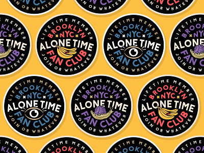 Alone Time Fan Club alone time badge badgedesign bananas branding circle eye fan club graphic design illustration illustrator logo member nyc snail sticker typography vector