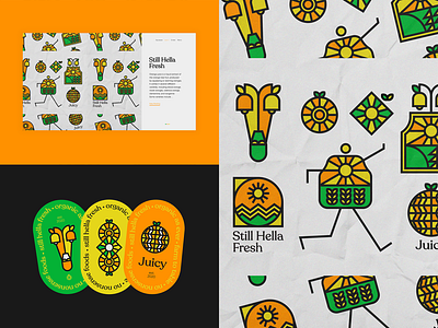 Still Hella Fresh | 2021 2021 bold branding freelancer graphic design hat hella fresh juice linear nature nikola obradovic design orange patch print design sticker still juicy typography ui vector web design