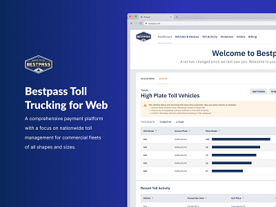 Bestpass Web Portal devices orders platform product design software toll truck trucking violations web portal