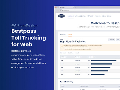 Bestpass Web Portal devices orders platform product design software toll truck trucking violations web portal