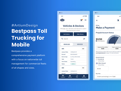 Bestpass Mobile App app app design devices management system mobile app orders platfrom product design toll road toll trucking ui ux vehicles violations