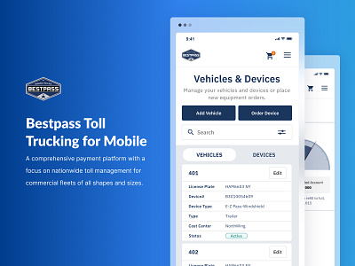 Bestpass Mobile App app app design devices management system mobile app orders platfrom product design toll road toll trucking ui ux vehicles violations