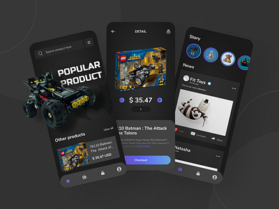 Collector Toys App app black dark darkmode design inspiration mobile mobile app mobile app design mobile ui social ui ui design uiux ux