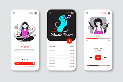 Music app ui adobe illustrator adobexd app design icon mockups typography ui ux vector web