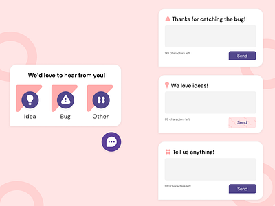 Feedback widget UI/UX 2d app design dribbble flat interaction interface pink ui uidesign ux web webdesign