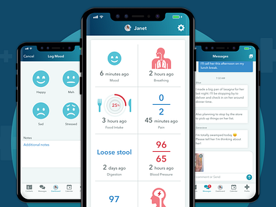 Connected Care: Track a loved one’s well-being and care branding connected care dashboard elder elder care elderly care health tech health tracker logo med tech medical mobile mobile app design mobile design product design tracker ui ux
