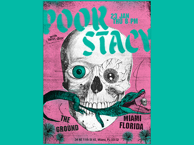 Poorstacy Poster aligator gig poster gig posters illustration miami poorstacy poster poster design posters skull