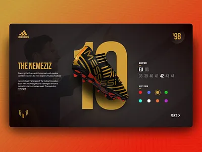 Adidas | Nemeziz Product Page UI adidas boots design dribbblebib dribblebibs flat futuristic messi modern nemeziz store store design ui ultra ux web