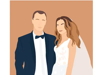 Flat Vector Portrait of Wedding day from Photo custom customportrait design flat illustration portrait portrait art vector vector illustration webdesign wedding