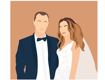 Flat Vector Portrait of Wedding day from Photo custom customportrait design flat illustration portrait portrait art vector vector illustration webdesign wedding