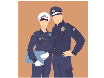 Custom Flat Vector Police Portrait from Photo custom illustration photo police portfolio portrait vector illustration vector illustrations webdesign