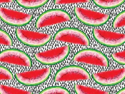Watermelon Pattern food illustration bright colors food illustration food pattern fruit illustration fruity healthy healthy eating juicy lifestyle summertime tropical veganism vegetarian watercolour illustration watermelon wellbeing wellness