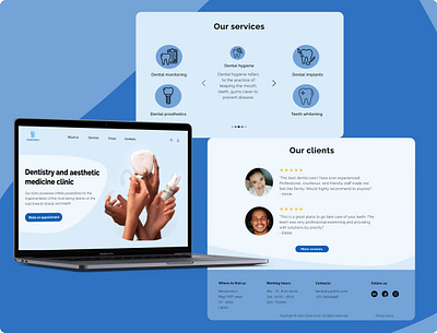 Dentistry Page blue dental dental care dental website design dentist design doctor medical mockups typography ui ux vector website