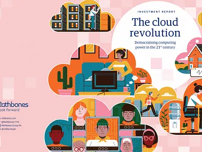 Rathbones - The Cloud Revolution cloud computing colour design editorial illustration illustration print tech