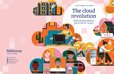 Rathbones - The Cloud Revolution cloud computing colour design editorial illustration illustration print tech