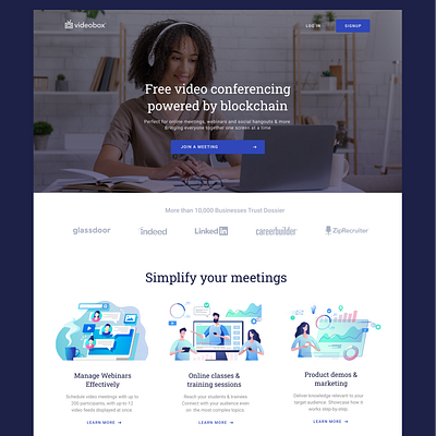 Landing Page Design branding design landing page landing page design ui ux videobox webdesign