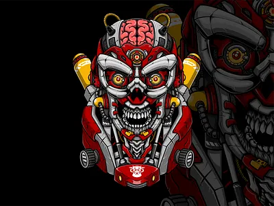 T 909 Cyberdine System M1 character cyberpunk cyberpunk2077 design illustration mecha merch design merchandise robot skull tshirtdesign