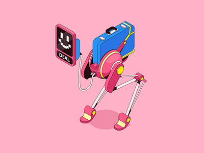 Robinhood app #2 app character futuristic illustration isometric outlines patswerk robot tech tools vector