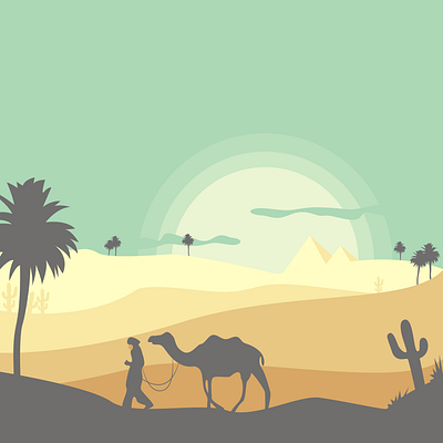 Flat desert landscape design flatdesign flatposter illustration vector