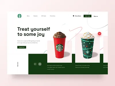 holiday starbucks brand branding christmas coffee design drink green hero modern modular starbucks ui ux web web design
