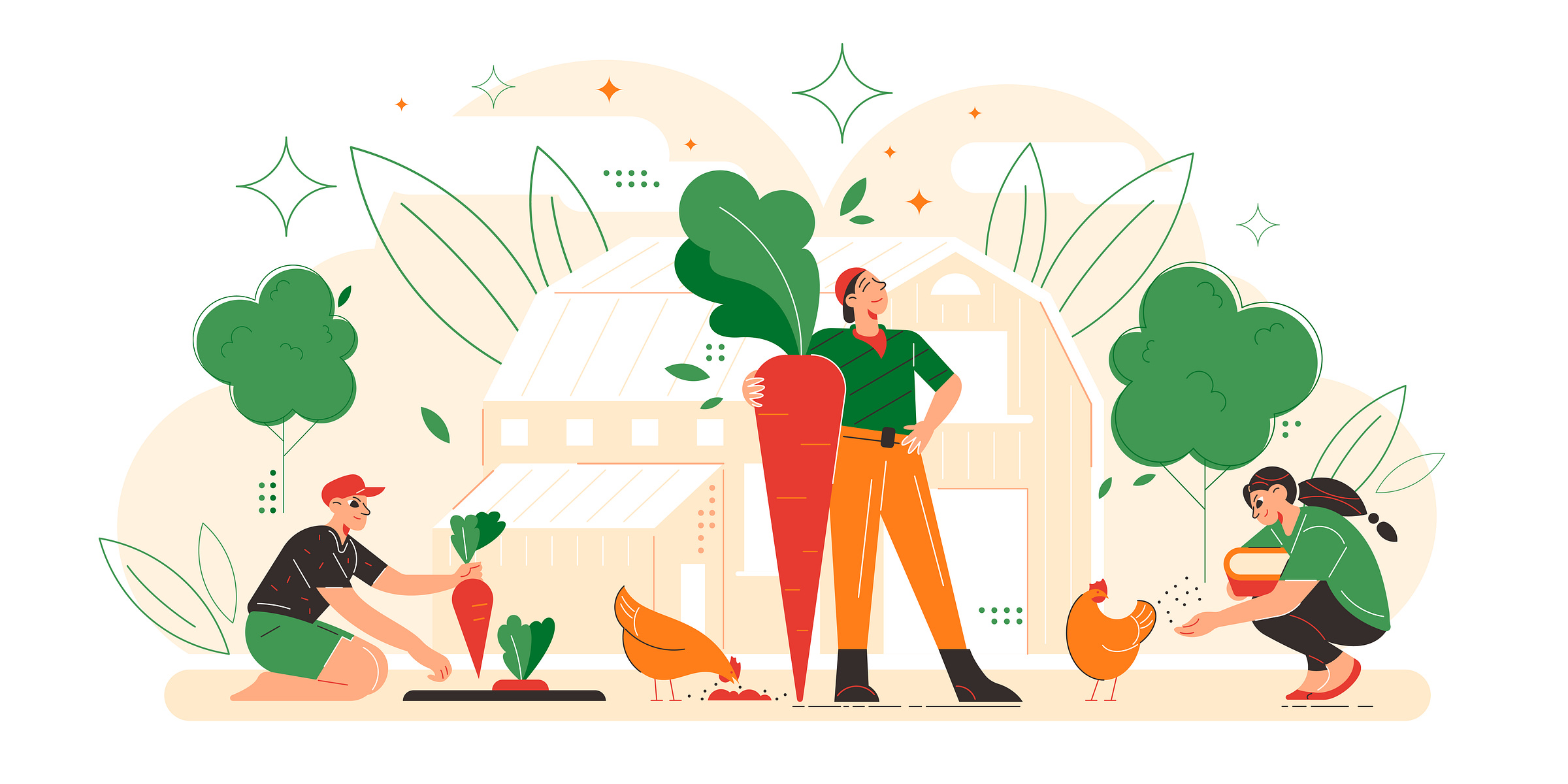 Farmer family composition by Macrovector on Dribbble